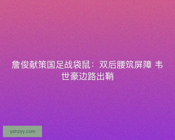 詹俊献策国足战袋鼠：双后腰筑屏障 韦世豪边路出鞘