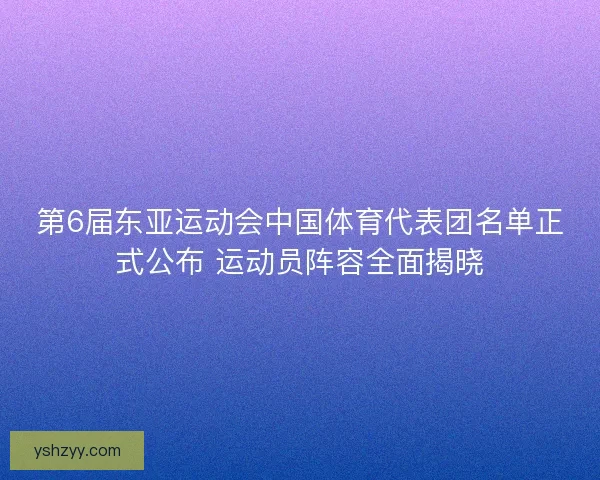 第6届东亚运动会中国体育代表团名单正式公布 运动员阵容全面揭晓