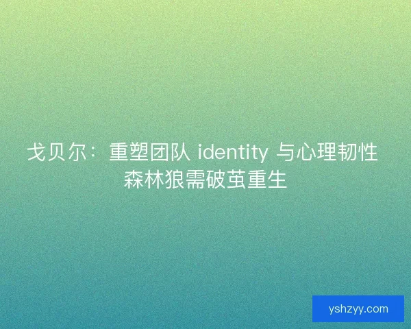 戈贝尔：重塑团队 identity 与心理韧性 森林狼需破茧重生